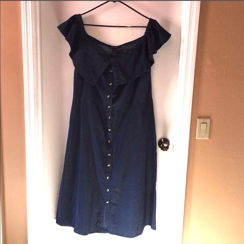 Off the shoulder dress with full button closure